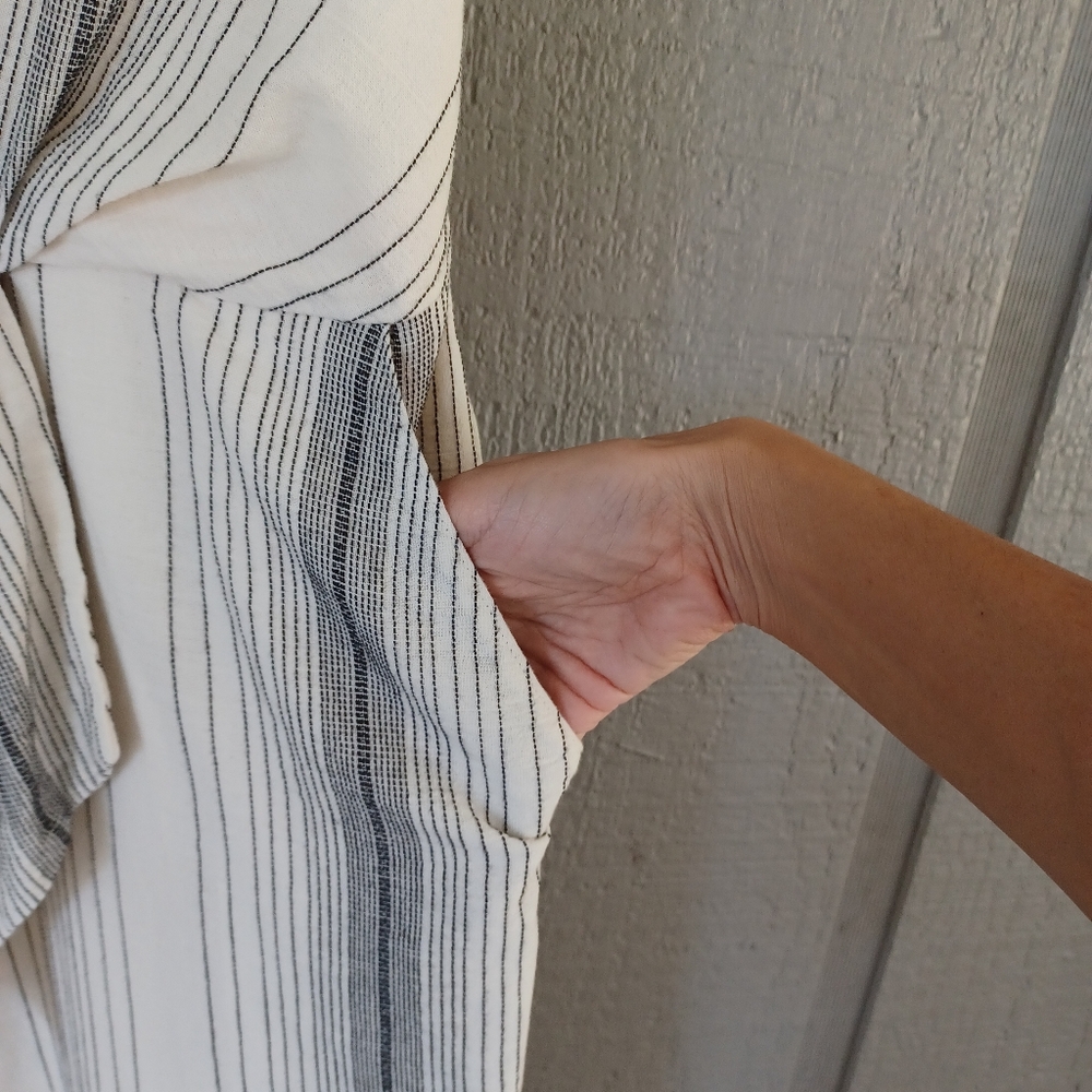 Reiss Kay Stripe Midi Dress Size 2 Women Preppy Sleeveless Pockets Cotton Blend - Picture 5 of 16